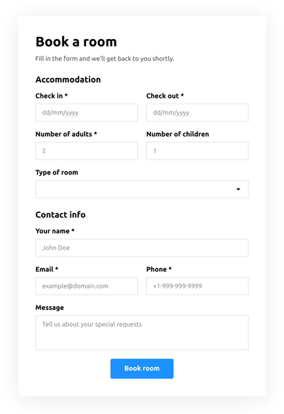 Online Reservation Form
